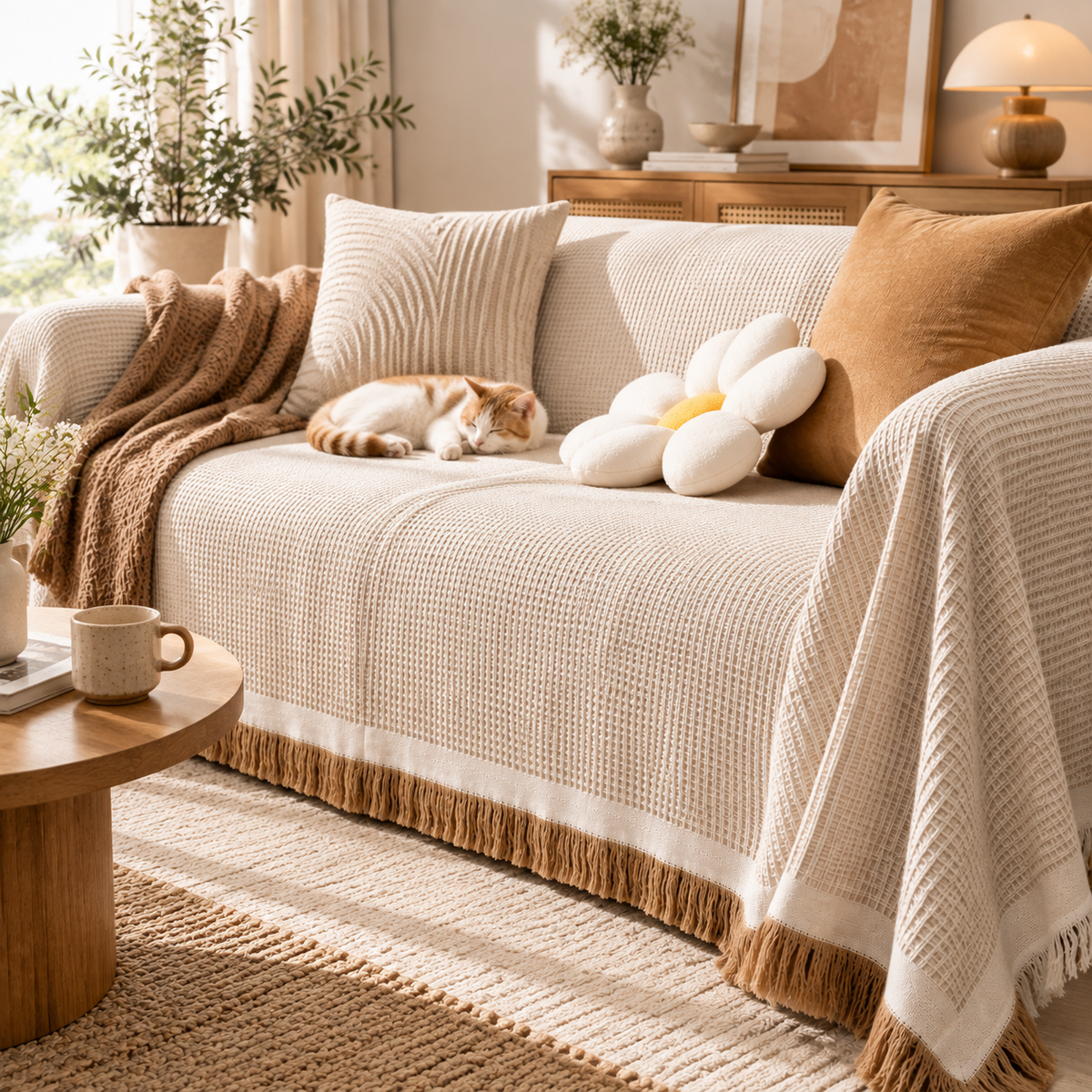 Honeycomb Cotton Throw Blanket