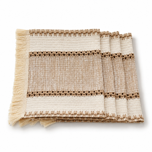 Brown Wide Stripe Cotton Linen Placemat