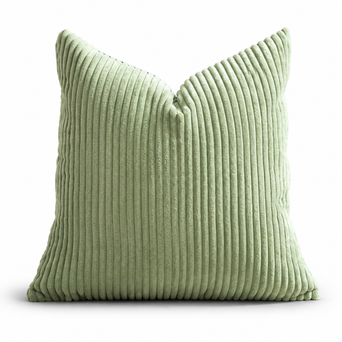 Light Green Corn Stripe Corduroy Pillow Cover