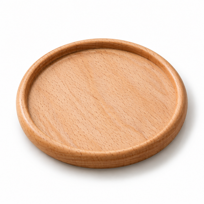 Beech Wood Round Recessed Coaster