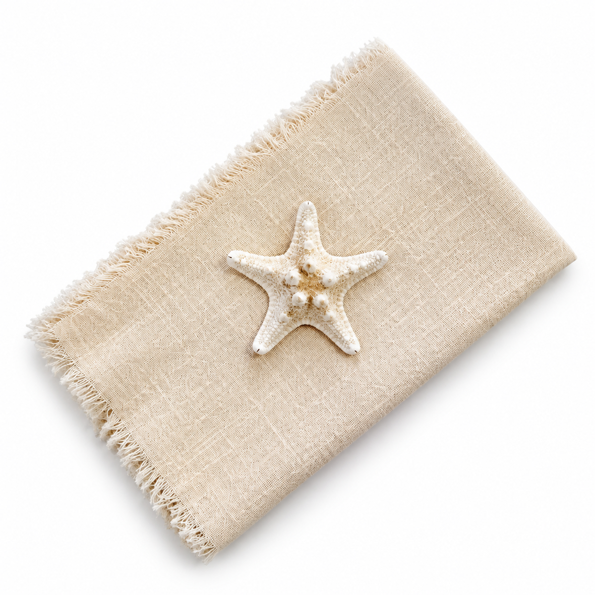 Beige Frayed Edge Cotton Napkin