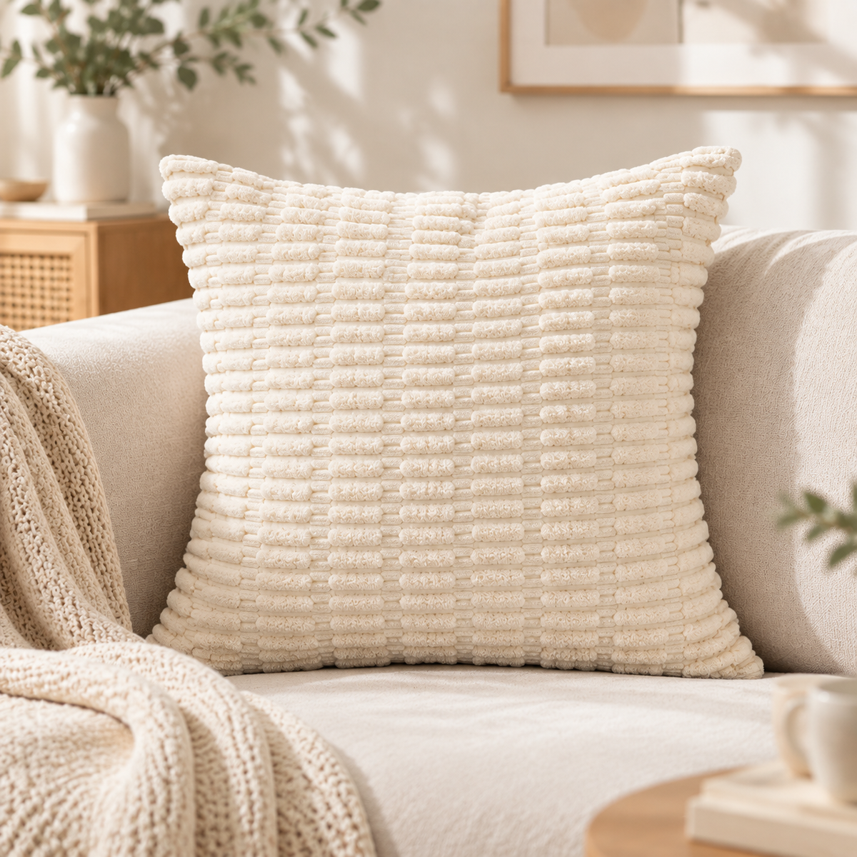 Corduroy Tufted Cushion Cover