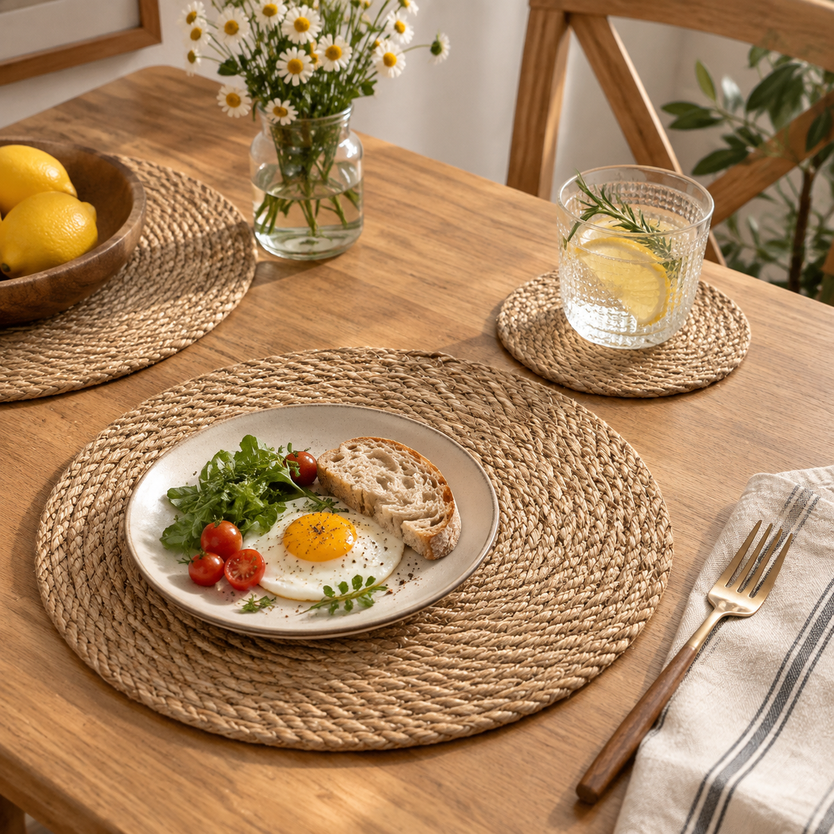 Natural Linen Cotton Rope Woven Placemat