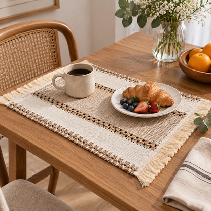 Brown Wide Stripe Cotton Linen Placemat