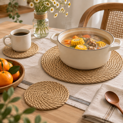 Natural Linen Cotton Rope Woven Placemat